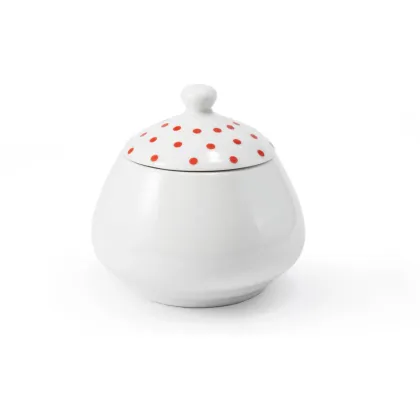 Zdjęcie Wyjątkowa porcelanowa cukiernica zdobiona delikatnym geometrycznym motywem - Leander