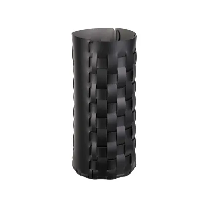 Zdjęcie Stylowy czarny kosz na parasole Ø22xH51 cm z naturalnej skóry z recyklingu
