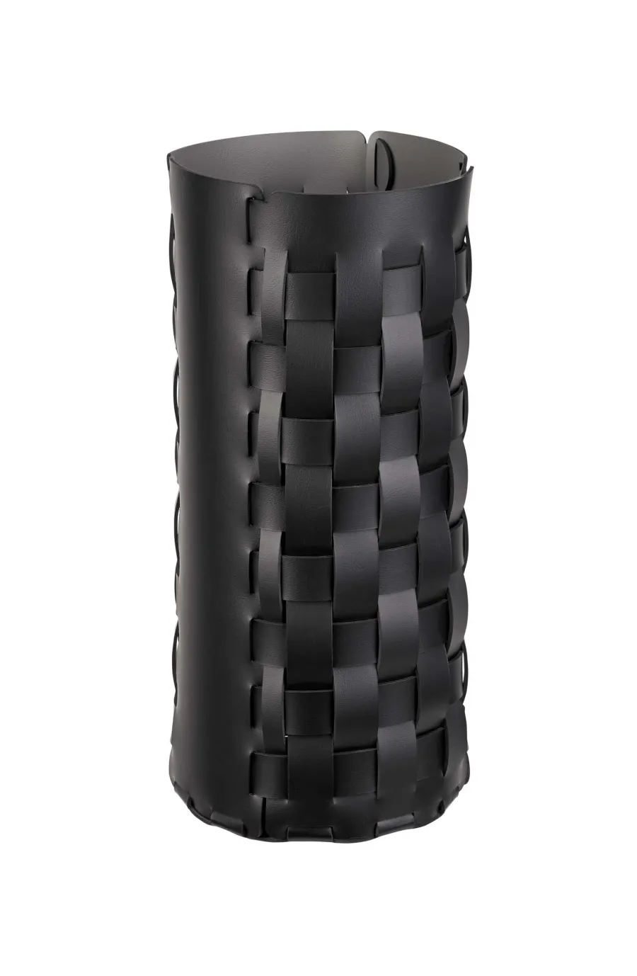 obrazek 1 Stylowy czarny kosz na parasole Ø22xH51 cm z naturalnej skóry z recyklingu