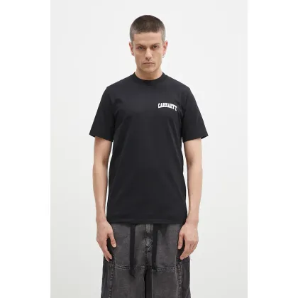 Zdjęcie Carhartt WIP t-shirt bawełniany S/S University Script męski kolor czarny z nadrukiem I034852.0D2XX