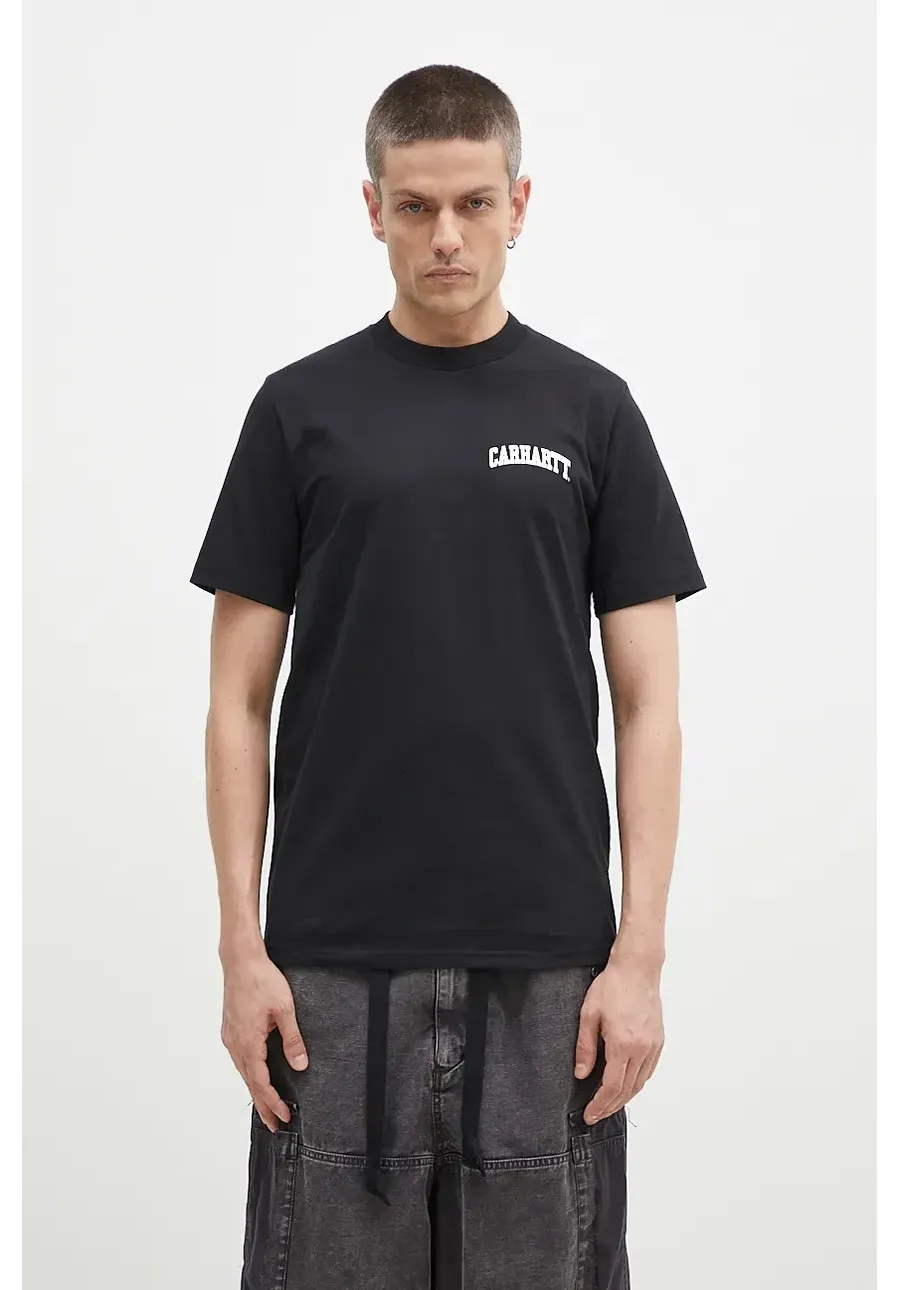 obrazek 1 Carhartt WIP t-shirt bawełniany S/S University Script męski kolor czarny z nadrukiem I034852.0D2XX