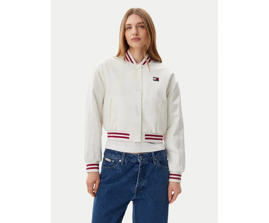 obrazek 1 Tommy Jeans Kurtka bomber Satin Coach DW0DW20229 Biały Regular Fit