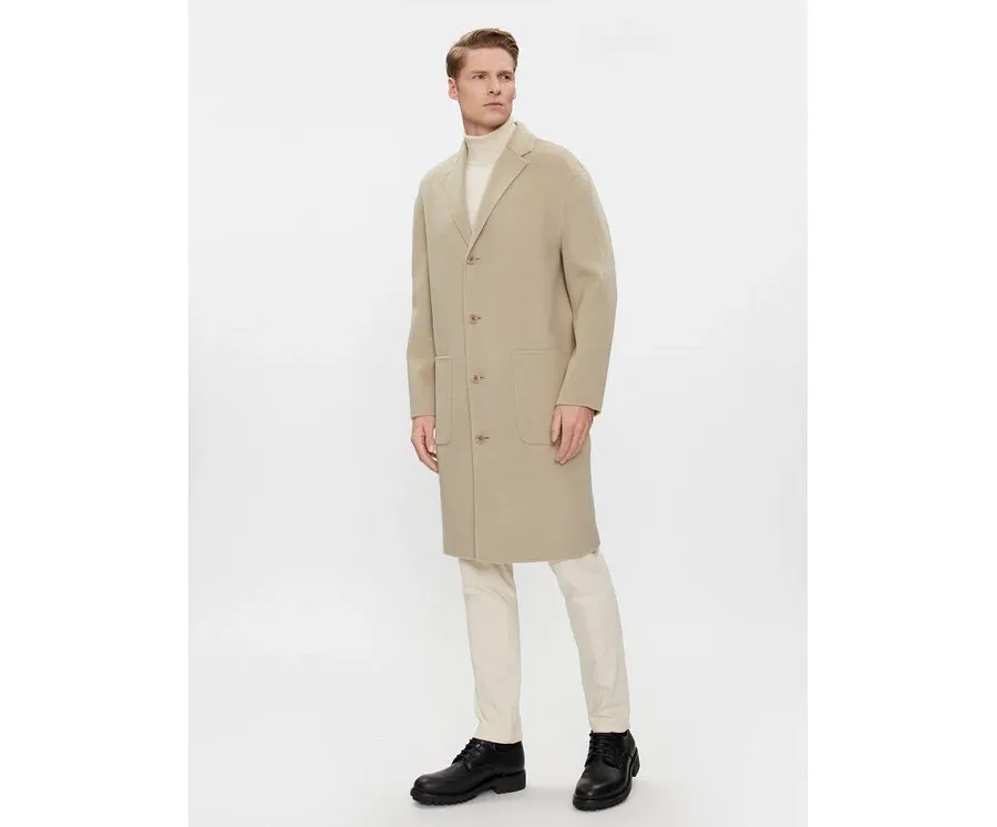 obrazek 1 Calvin Klein Płaszcz wełniany K10K111601 Beżowy Regular Fit
