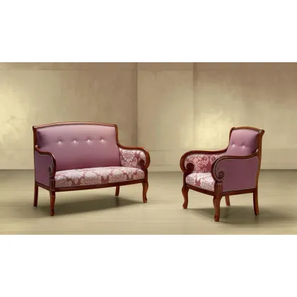 Zdjęcie Elegancka wrzosowa sofa i fotel w stylu francuskim do salonu – Morello Gianpaolo