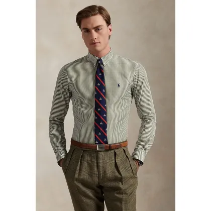 Zdjęcie Polo Ralph Lauren koszula męska kolor zielony slim z kołnierzykiem button-down 710929344