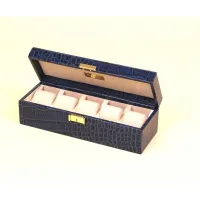 Zdjęcie Prestiżowe pudełko na 5 zegarków z drewna pokrytego skórą