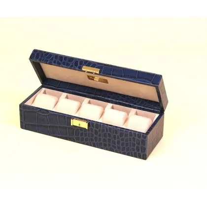 Zdjęcie Prestiżowe pudełko na 5 zegarków z drewna pokrytego skórą