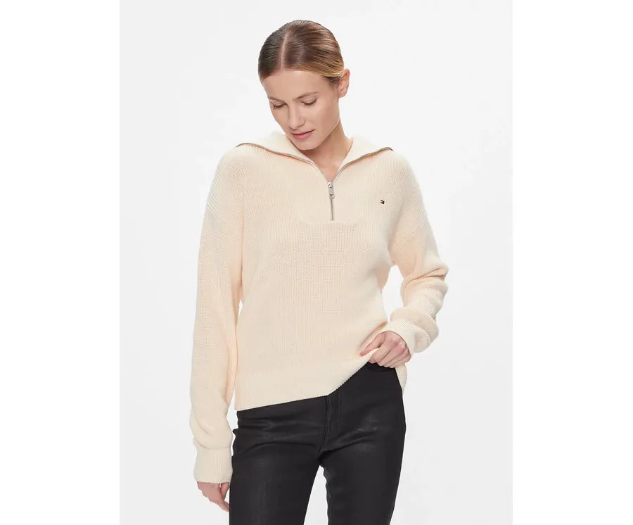 obrazek 1 Tommy Hilfiger Sweter Co Cardi Stitch 1/2 Zip Swt WW0WW42420 Żółty Regular Fit