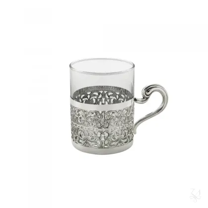 Picture Beautifully decorated silver tea glass basket with a handle – Zaramella Argenti