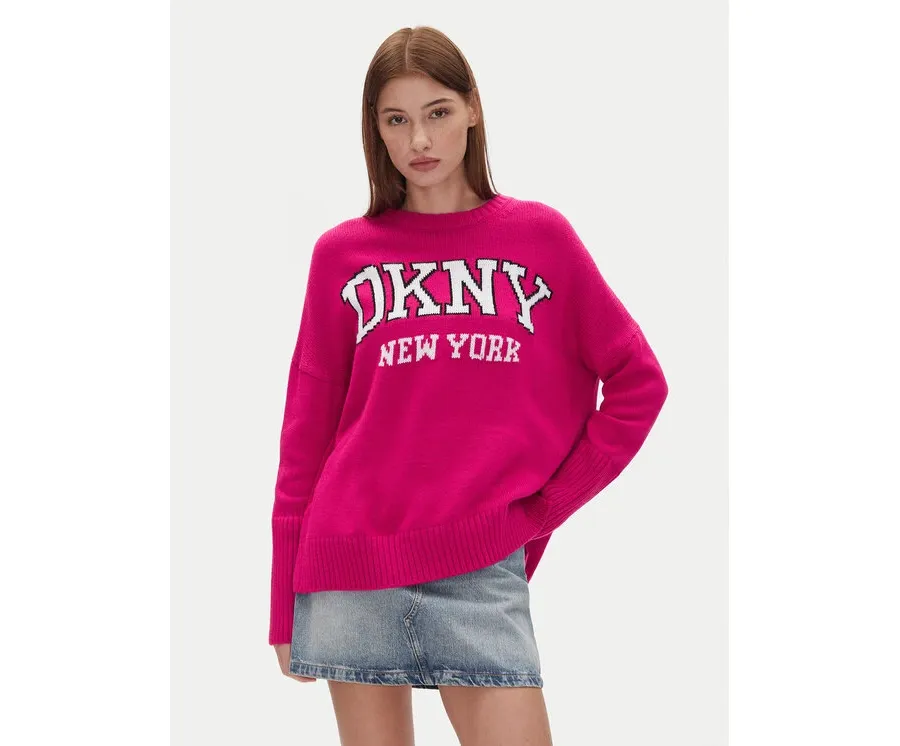 obrazek 1 DKNY Sweter DJ4R0362 Różowy Regular Fit