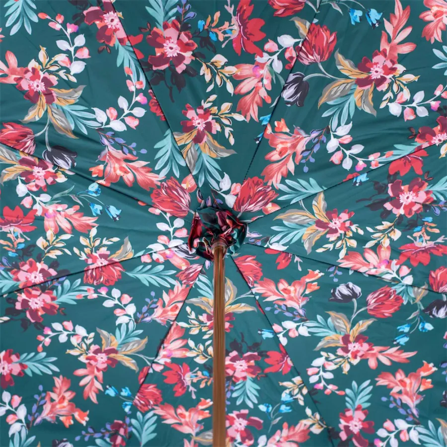 obrazek 4 Stylowy bordowy parasol damski zdobiony pięknym motywem kwiatów - Pasotti
