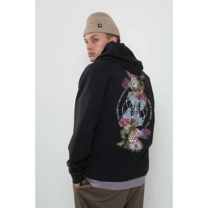 Zdjęcie Flowers for Society bluza bawełniana Premium 2.0 Oversized Hoodie męska kolor czarny z kapturem gładka FFSAPP080
