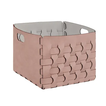 Zdjęcie Nowoczesny skórzany kosz Dubai 35x40xH30 cm w kolorze zgaszonego różu