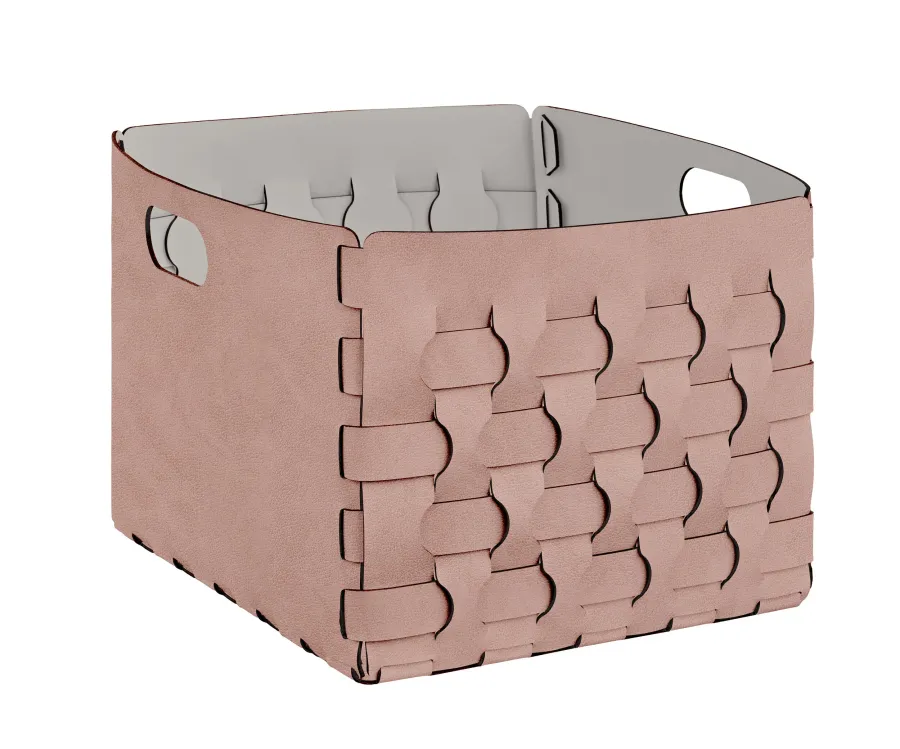 obrazek 1 Nowoczesny skórzany kosz Dubai 35x40xH30 cm w kolorze zgaszonego różu