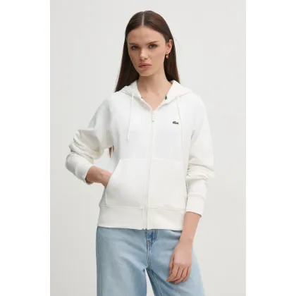 Zdjęcie Lacoste bluza damska kolor biały z kapturem gładka