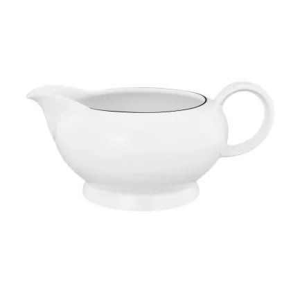 Picture Beautiful porcelain sauce boat with a black rim - Seltmann Weiden