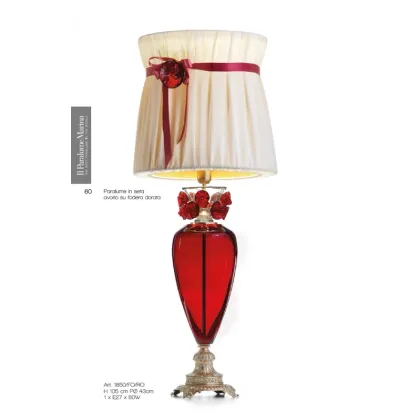 Zdjęcie Lampa stołowa z czerwonego kryształu florenckiego i odlewanego mosiądzu - Il Paralume Marina