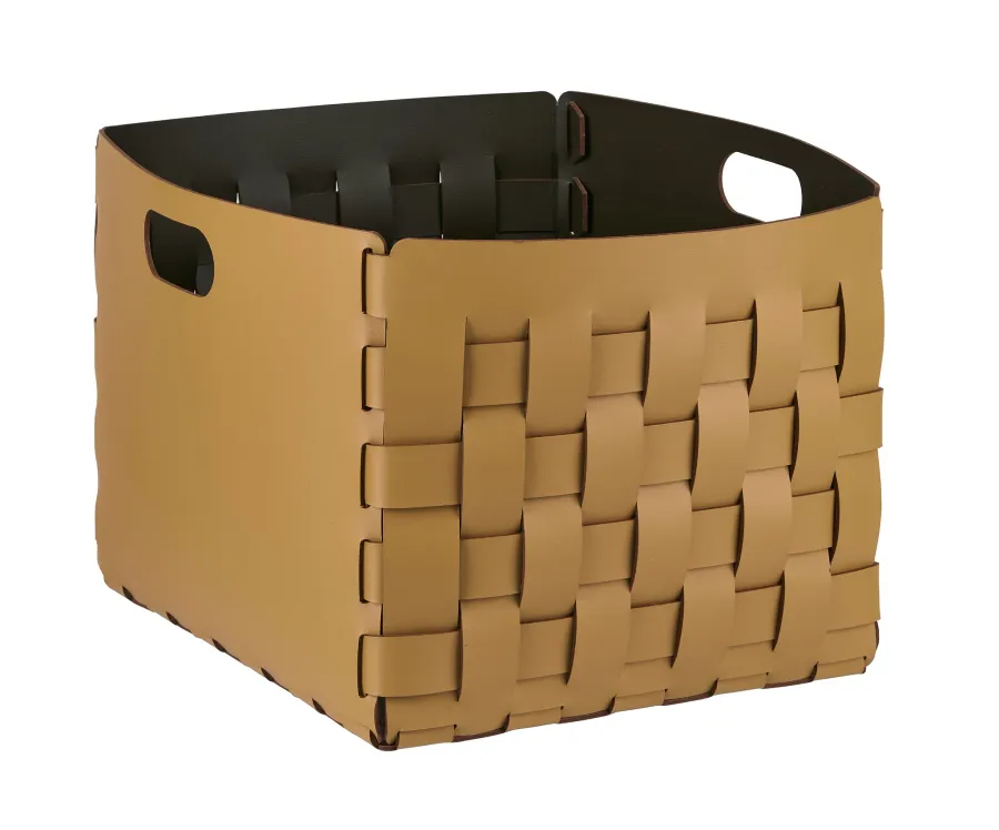 obrazek 1 Elegancki kosz Bottega 35x40xH30 cm w kolorze musztardowym