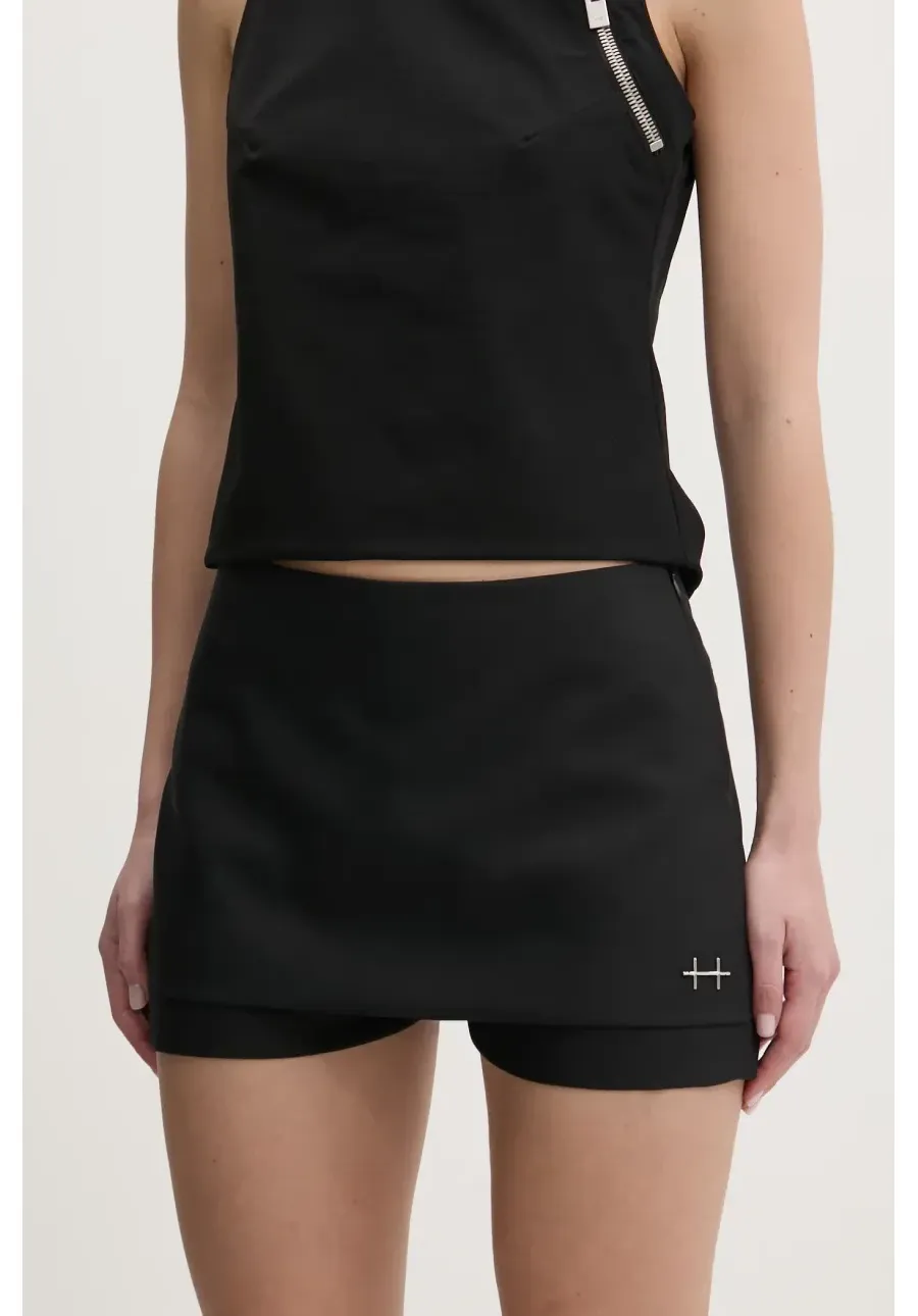 obrazek 1 Heliot Emil szorty wełniane kolor czarny gładkie high waist PRESS25_W_12_046_BLK01