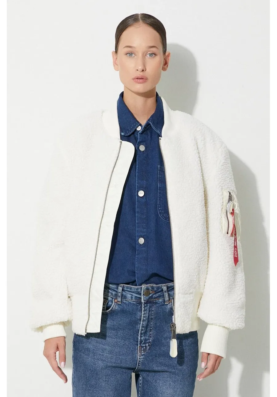obrazek 1 Alpha Industries kurtka bomber Ma-1 Teddy damski kolor beżowy przejściowa oversize 108102.16-KREMOWY