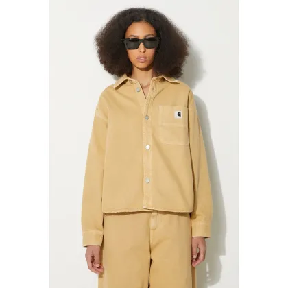Zdjęcie Carhartt WIP kurtka jeansowa Georgia damska kolor beżowy przejściowa oversize I033747.1YH4J