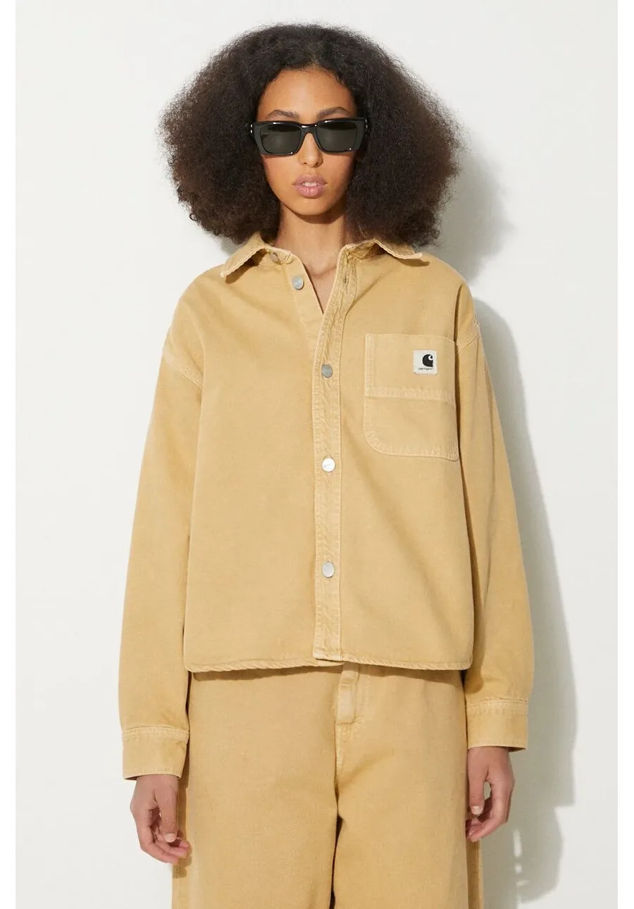 obrazek 1 Carhartt WIP kurtka jeansowa Georgia damska kolor beżowy przejściowa oversize I033747.1YH4J