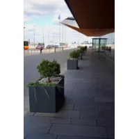 Picture A modern rectangular flower pot made of polymer concrete