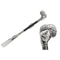 Zdjęcie Wyjątkowa czarna łyżka do butów z rękojeścią w kształcie srebrnej głowy barana - Pasotti