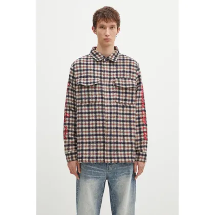 Zdjęcie Billionaire Boys Club koszula z domieszką wełny Check Shirt kolor beżowy regular z kołnierzykiem klasycznym B24429