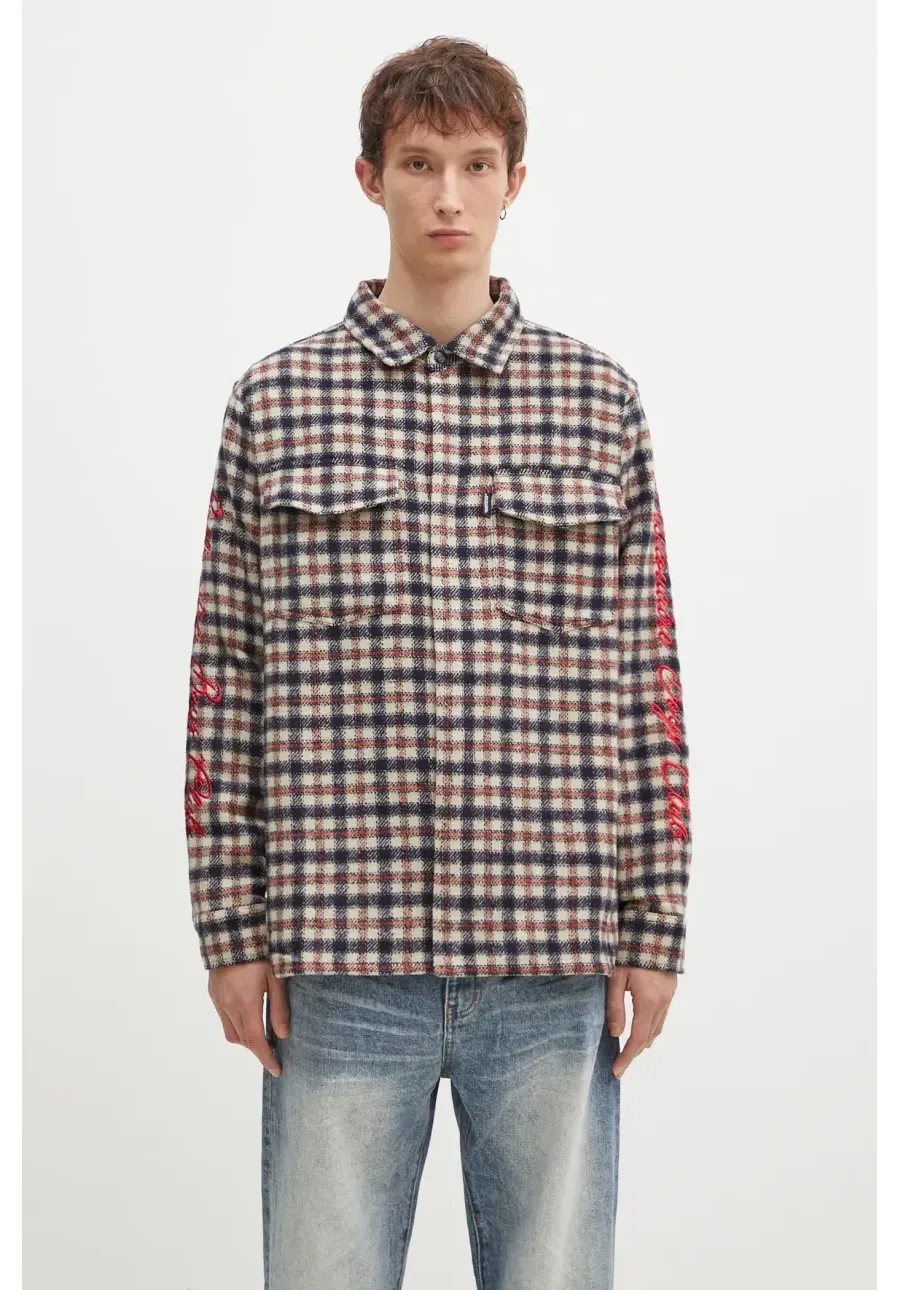 obrazek 1 Billionaire Boys Club koszula z domieszką wełny Check Shirt kolor beżowy regular z kołnierzykiem klasycznym B24429