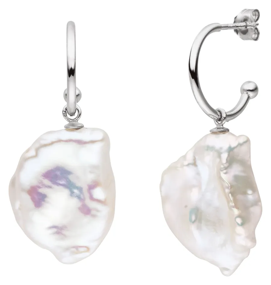 obrazek 1 Piękne stylowe kolczyki z dużymi perłami słodkowodnymi wykonane z 925/ srebra