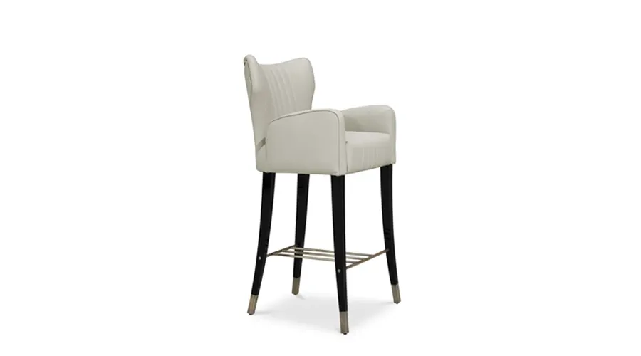 obrazek 3 Skórzane białe portugalskie krzesło barowe