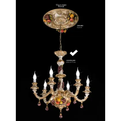 Picture Fruit chandelier with 6 lights, grape pendant - Valle d'oro Patchi