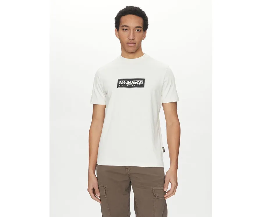 obrazek 1 Napapijri T-Shirt S-box Logo NP0A4I3L Écru Regular Fit