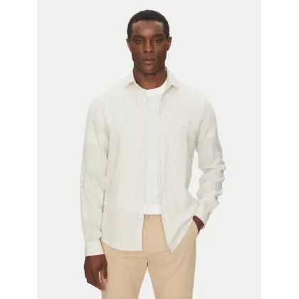 Zdjęcie Calvin Klein Jeans Koszula Linen Stripe Slim Shirt K10K109332 Beżowy Regular Fit