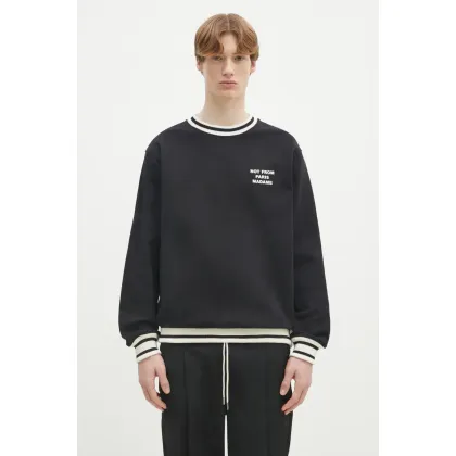 Zdjęcie Drôle de Monsieur bluza bawełniana Le Sweatshirt Slogan Sport męska kolor czarny z nadrukiem F-SW140-CO127-BL
