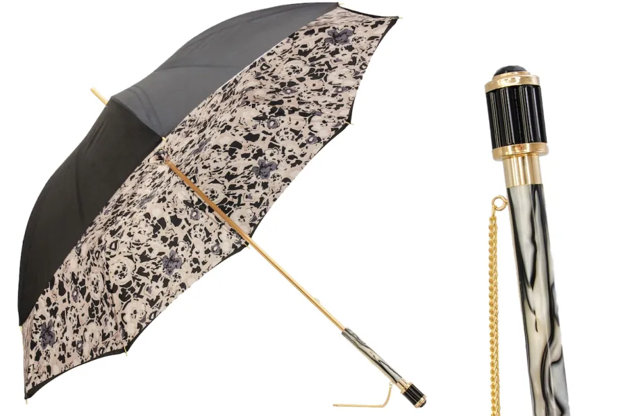 obrazek 1 Klasyczny parasol damski w kolorze czarno-beżowym – Pasotti