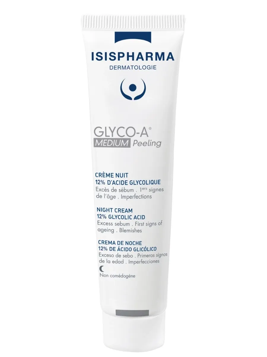 obrazek 1 Isispharma Glyco A 12% - Średni peeling Krem na noc z 12% kwasem glikolowym 30ml 30 ml