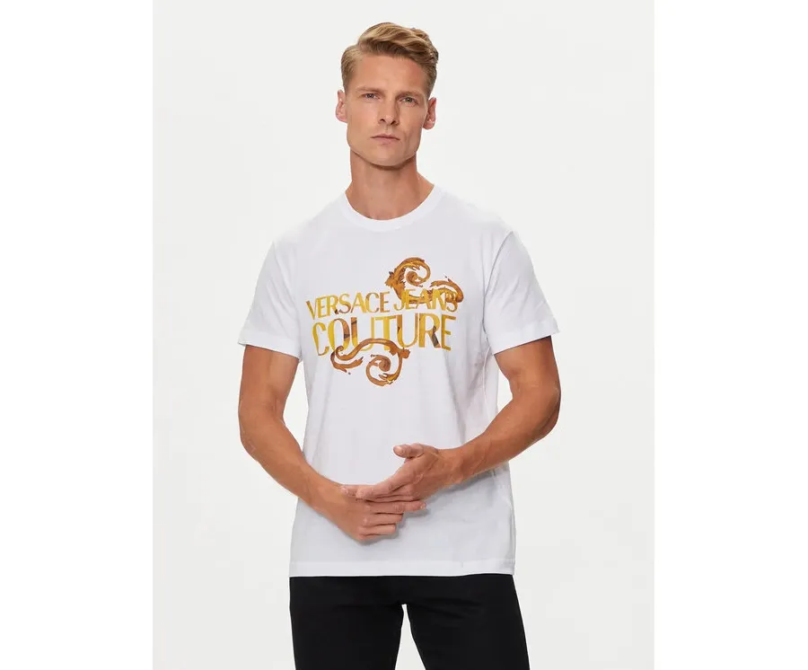 obrazek 1 Versace Jeans Couture T-Shirt 76GAHG00 Biały Regular Fit