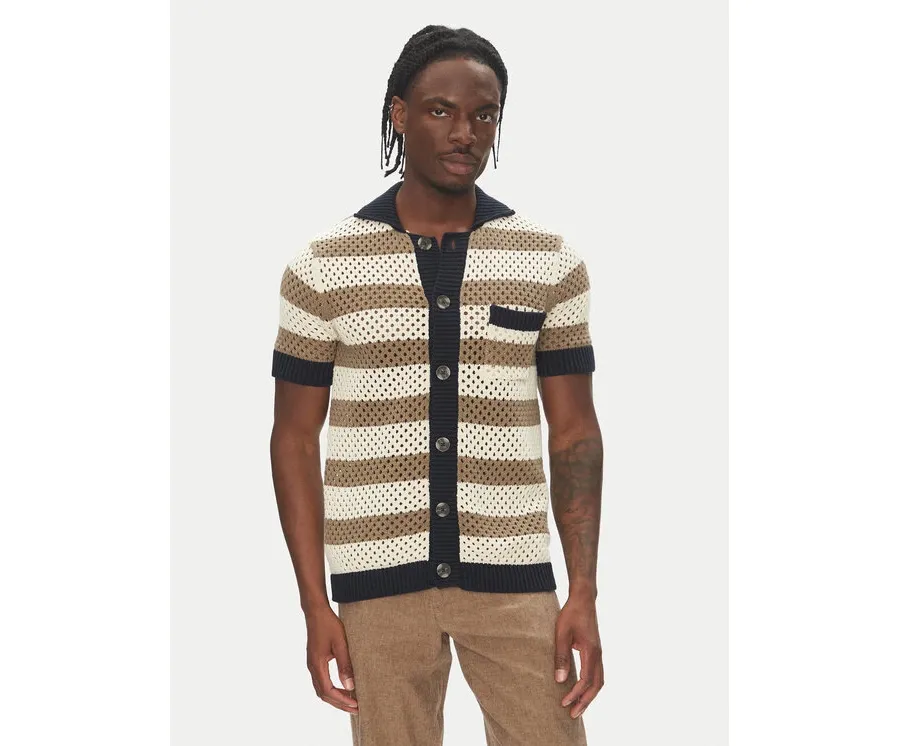 obrazek 1 Lindbergh Kardigan 30-804112 Beżowy Relaxed Fit