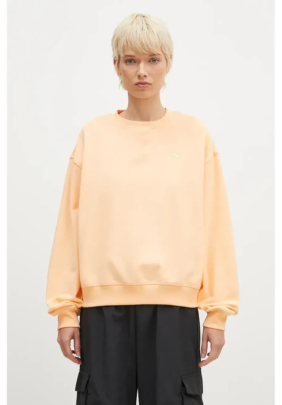 obrazek 1 New Balance bluza bawełniana damska kolor pomarańczowy gładka WT41500PAE