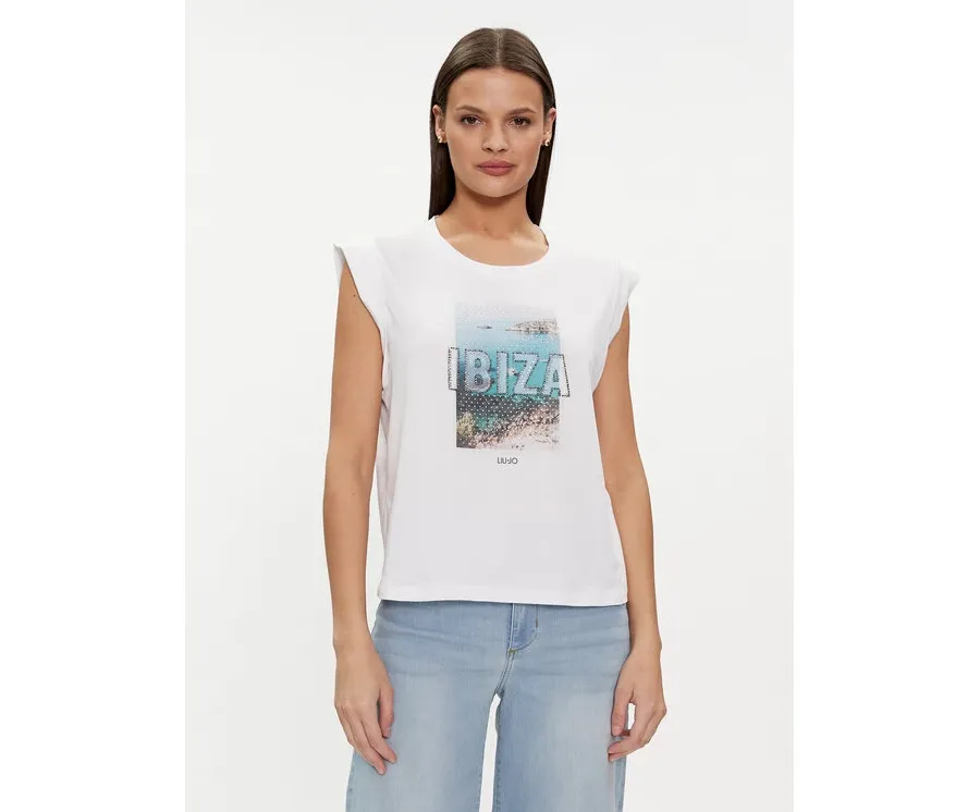 obrazek 1 Liu Jo T-Shirt MA4332 J5003 Biały Regular Fit