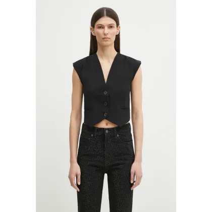 Zdjęcie Fiorucci kamizelka Embroidered kolor czarny jednorzędowa W02SPTSL289PL02BK01