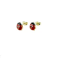 Picture Ladybug earrings with enamel, diameter 10mm.