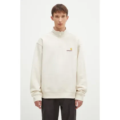 Zdjęcie Carhartt WIP bluza Half Zip American Script Sweat męska kolor beżowy gładka I027014.MOOXX