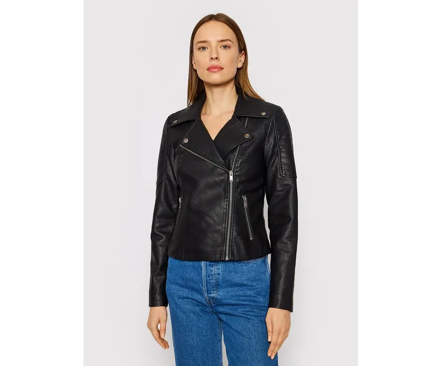 obrazek 1 Noisy May Kurtka z imitacji skóry Rebel 27000741 Czarny Slim Fit