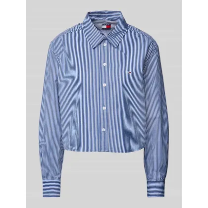 Zdjęcie Bluzka koszulowa krótka z wyhaftowanym logo model ‘POIPLIN’