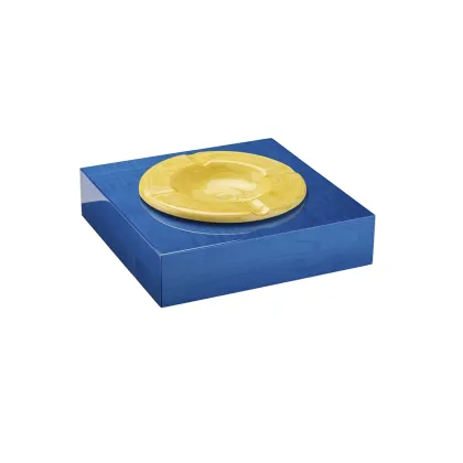 Picture Exclusive ashtray made of wood and hand-painted ceramics for the living room