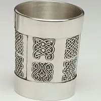 Picture A unique tin vessel/measuring cup with Celtic decoration