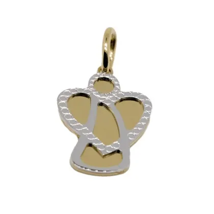 Zdjęcie Piękna zawieszka aniołek z błyszczącą płytką w kropki o wymiarach 17x14mm.